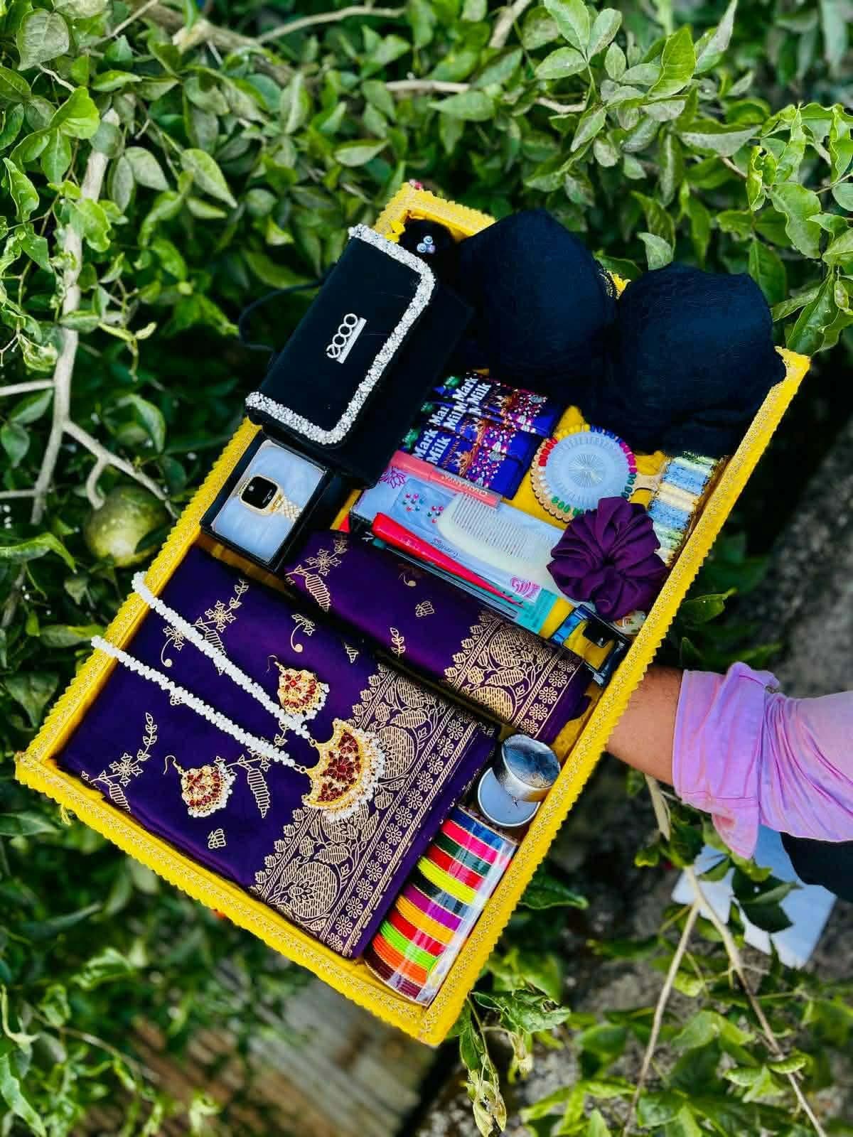 Maharani Luxury Women's Ultimate Gift Box - Premium Saree, Smartwatch, Jewelry & Beauty Combo